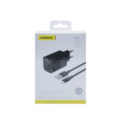 Carregador Foneng EU76 USB 2,1A com Cabo Lightning 1m Preto
